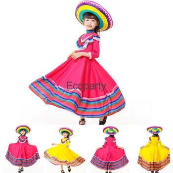 Ново мексиканското традиционното танцово рокля за момичета, необичаен ромски танцов костюм за фламенко, карнавал 