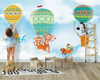 beibehang Потребителски копринена 3D тапети papel de parede в скандинавски стил, просто балон, животно, маймуната, зебра, фон за детска стая