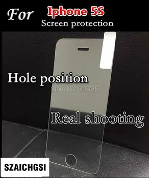 SZAICHGSI 100шт протектор на екрана от закалено стъкло 0,26 mm 9H защитни стъклени фолио за iphone 5 5S дребно опаковка в кутия