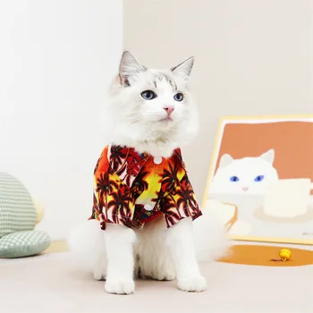 Дрехи за домашни котки, хавайска риза, пролетно-летния всекидневен стил, облекло за кутрета, стоки за кучета, Ризи, костюми кучета, малки домашни любимци чихуахуа