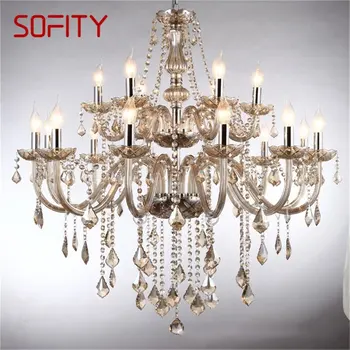 Полилей в европейски стил SOFITY, окачване под формата на ракия, кристални свещ, луксозни осветителни тела, led осветление за дома, хотелско зала