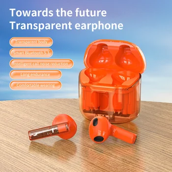 Безжична слушалка Bluetooth, прозрачни готини ушите на далечни разстояния, слот музикални слушалки, слушалки с шумопотискане