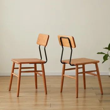 Кухненски столове от черешово дърво в скандинавски шоколадов стил, удобен Стол от масивно дърво, с гръб, японското модерен стол