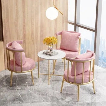 Модерно кресло за отдих, лесно луксозно обяд стол, стол за гримиране, модни облегалка, малка мраморна масичка, стол за кафе