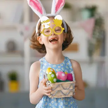 2023 Нова Великден стъклена рамка с участието на сладки зайчета за деца И възрастни, празнични аксесоари за Великден партита
