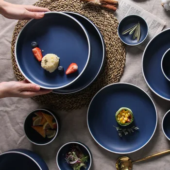 Комплект Керамични Съдове за готвене в скандинавски стил, Творчески Matte е с Цветна Глазура, Чиния За Западна Кухня, Купа За Ориз, Ароматизира Чиния, Лъжица, Просто Посуда