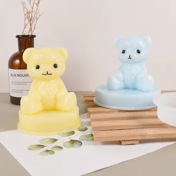 3D Сладък cartoony мечка, силиконова форма за свещи, ръчно изработени сапуни, помощ, Кубче лед, Форма за печене, рожден Ден, Сватбен подарък, Форма за извършване на