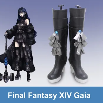 Final Fantasy XIV Gaia Костюми за cosplay, Перука, Обувки, женски дрешки за Момичета, черна Рокля, бойна форма за Хелоуин, карнавал