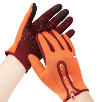 Топли зимни ръкавици за сензорен екран, водоустойчив ветроупорен ръкавици, дамски термозащитные нескользящие ръкавици, спортни велосипедни ръкавици без пръсти с цип