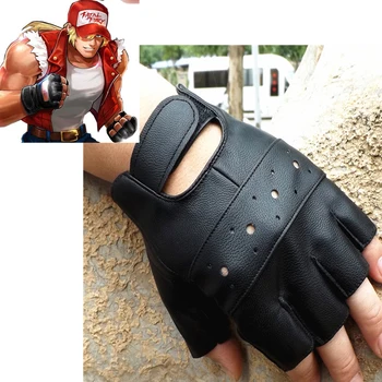 KOF King of Fighters Fatal Fury Тери Богард, черни ръкавици за cosplay, мъжки тактически ръкавици, ръкавици за спорт на открито, ръкавици на полпальца