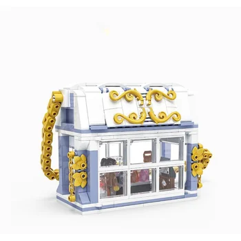 3D модел, мини чанта от диамантения тухли, Гледка към улицата, Малка сграда от частици, Подарък блокове за момичета, Играчка за творчество за деца