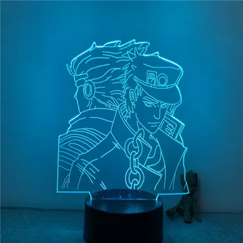 3D лампа Аниме JoJo Bizarre Adventure led лека нощ фигура 7 Цвята Сензорен маса Декор спални лека нощ Подарък
