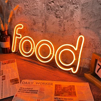 Неонов знак за хранене от захранването от USB за декор на стаята, led неонова лампа с регулируема яркост, нощна светлина за кухнята на ресторанта, стенно изкуство