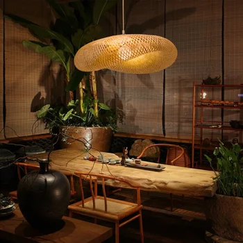 Модерна бамбук художествена полилей ръчно изработени от бамбук, трапезария, бамбук фенер, полилей, крушка за спални, трапезария, осветителни тела