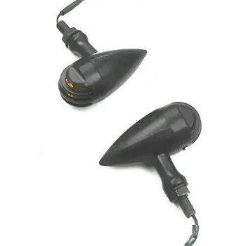 Двойка Черна Решетка във формата на куршум, Светлинен индикатор за мигач, Янтарна мигалка, мотоциклети, мотокрос, скутер, офроуд туристически гаф