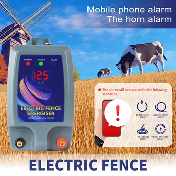 Електрически пастир 10 КМ, за да се едър рогат добитък, ферма за животни, Електрическа ограда, зарядно устройство за LCD панели за добитък, Высоковольтное импулс за управление