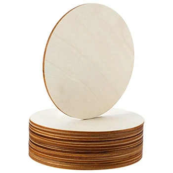 5-Инчов недовършена дървен кръг, кръгли, дървени елементи, празни кръгли орнаменти, дървени изрезки за занаяти, накити