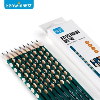 Tenwin 12 бр. дървен молив с канали HB/2B, графит на молив с графити, правилна стойка за писане, детски моливи, канцеларски материали за рисуване