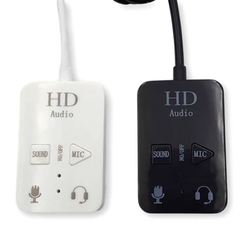 Virtual 7.1-канална звукова карта HD 2 в 1, външен конектор 3.5 мм, Серво бутон, стерео аудио, микрофон, адаптер за слушалки