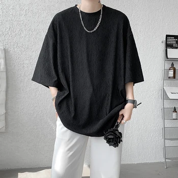 Privathinker Текстурный дизайн, мъжки ризи с къс ръкав, обикновена върховете в корейски стил, летни модни ежедневни мъжки тениски, дрехи