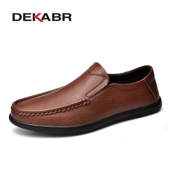 DEKABR/ нови модни мъжки лоферы за шофиране от волска кожа, без шнур, лека удобна мъжки ежедневни обувки, мокасини върху плоска подметка