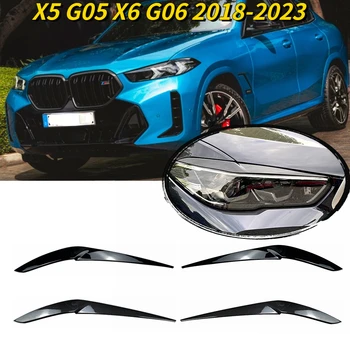За BMW X5 G05 X6 G06 2018 2019-2021 2022 Автомобилни Фарове За очи И Вежди, Карбоновые/Блясък-Черни Аксесоари от ABS-пластмаса