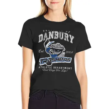 Собственост Danbury Trashers, поношенная тениска, риза с домашен любимец принтом за момичета, дамски дрехи