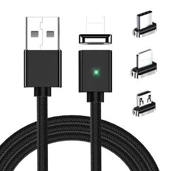 Led Магнитен USB кабел за Данни Бързо Зареждане на Type C Магнитно Зарядно Устройство За Пренос на Данни Micro USB-Кабел захранващ Кабел за мобилен Телефон, USB-Кабел