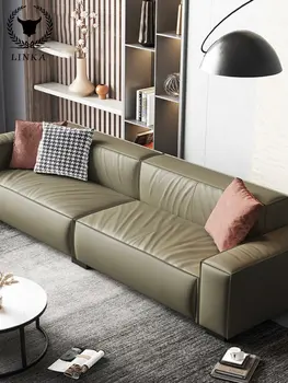 Висококачествен Кожен диван в скандинавски минималистичном стил, модерен кожен диван за хола, на три или четири места, Мебели за всекидневна