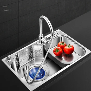 Кухненски мивки от неръждаема стомана, голяма однослойная богат на функции мивка, удебелена мивка под плот за кухненски принадлежности