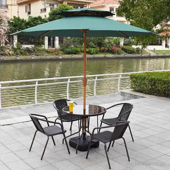 Уличен маса и стол с чадър, комбинация, Вътрешен Двор, Открит Балкон, ротанговый стол, свободно време, Железни изделия на открито, водоустойчив