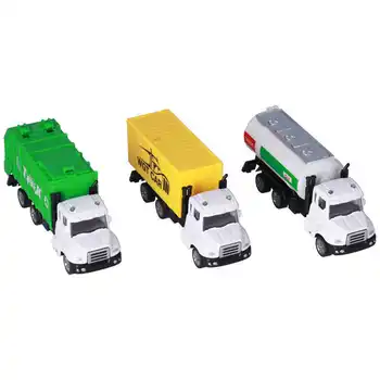 3шт 1: 50, Набор от модели мусоровозов на пластмасова сплав, санитарни камион, Плюшени инженеринг кола, Играчка за деца