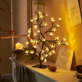 Светещо коледно Дърво Кристален Led Настолна Лампа Нощна Лампа САМ Творчески Лампа Светещ Елха Коледна Украса за Сватба у Дома