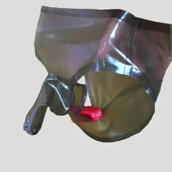 Прозрачни черни мъжки къси Панталони от латекс, каучук, Ануса, обвивка за уголемяване на пениса, бельо, презервативи