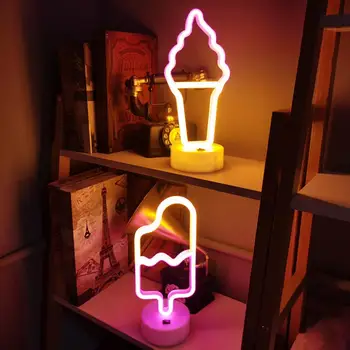 Креативен нощно добра яркост, декоративна пластмасова форма за сладолед, неон led лампа за парти