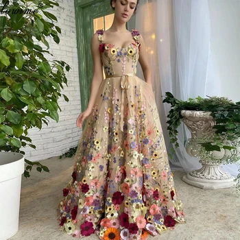 2023 най-Новите абитуриентски рокли с 3D цветя, трапециевидные спагети, летни плажни рокли за рожден ден, рокля за фотография, вечерни рокли, ежедневни облекла