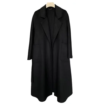 Вълна палто дамско от 2021, кашемировое, с водна ромолящи, дамски дълги палта, тренч най-високо качество, Черно-синя облекло S8750