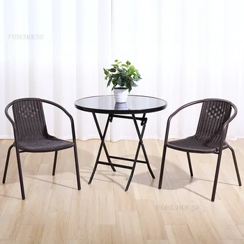 Модерни минималистичные улични столове, Маса за отдих във вътрешния двор, Градина, Балкон, Маси, Столове, Комплекти градински мебели