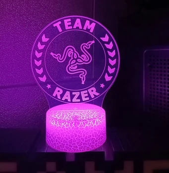 2021 Гореща Игра на Razer ЛОГО лека нощ Зала за игри Пълноценната Настолна Лампа За Дома Спални Led 3D Лампа за Геймъри от Razer