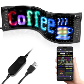 Прокручивающаяся Рекламни led табела USB 5V Bluetooth Управление на приложение на Подчертаване на логото на Потребителски Текстов модел Анимация Програмируем дисплей на автомобила