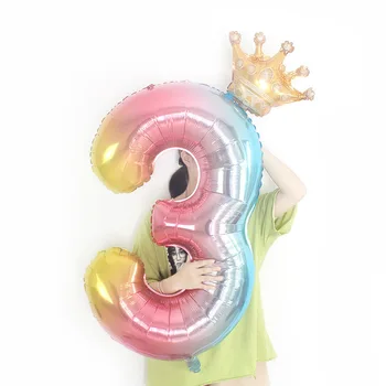 1бр 40 инча Короната Балон Цифра Фолио Балони Номер Балон честит Рожден Ден Украса За Парти Детска Играчка Топка