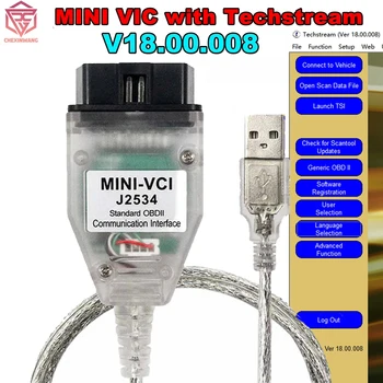 MINI VCI J2534 софтуер Tis Techstream V18.00 часа.008 MINIVCI За Toyota OBD2 Диагностичен Кабел С софтуер Линк До 2022 г.