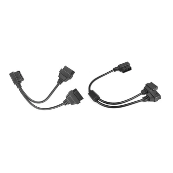 Удлинительный кабел OBD2-от 1 до 2 от 16-пинов приставка адаптер до 16-контакт правоъгълен конектор сбд за диагностициране на неизправности на автомобила
