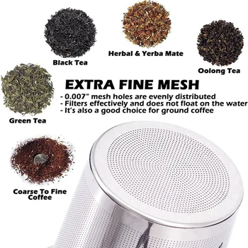 Складное цедка за приготвяне на чай, уред за варене на чай с ультратонкой мрежа, Сгъваема дръжка с покритие, 2 бр.