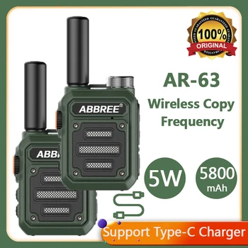 2 елемента ABBREE AR-63 Мини-Преносима радиостанция Безжична Честота на Архивиране UHF 400-480 Mhz Дальнобойная 2-Way Радио Подкрепа на Ловния радио Type-C