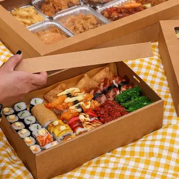 Кутии за обяд от 2 теми, за Еднократна употреба запечатани кутия за Bento, Прозрачен капак, Маслостойкий контейнер за Bento с дръжка за носене, Контейнер за обяд