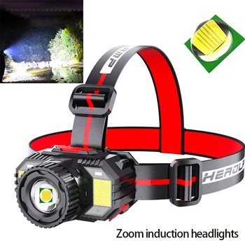 Мощни led светлини, USB зареждане на главата, индукционный фенерче с увеличение, индукция фарове за риболов на открито и къмпинг