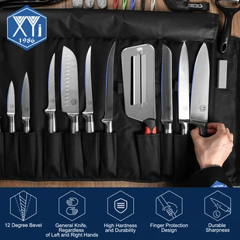 Кухненски ножове от неръждаема стомана, набор от инструменти, професионален набор от ножове готвач, белачка, roll пакет, овощерезка, опаковъчна хартия, кухненски прибори