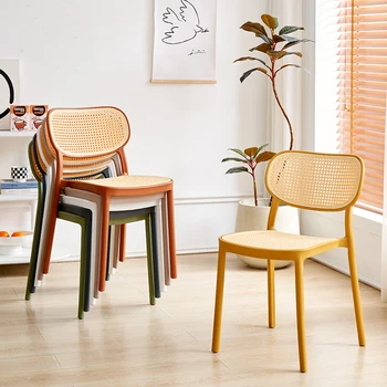 Скандинавски пластмасов стол от ратан, Кухненски кът на стол с облегалка, Прости модерни Складываемые столове, стол за преговори