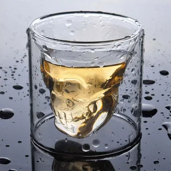 Вино чаша във формата на черепа, двухслойное прозрачно индивидуална украса за бар